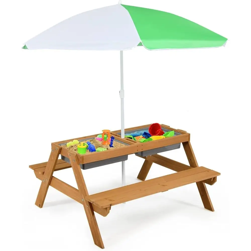 Meja Piknik Kayu 4-in-1 untuk - Kids Outdoor Furniture Set ulasan dan harga