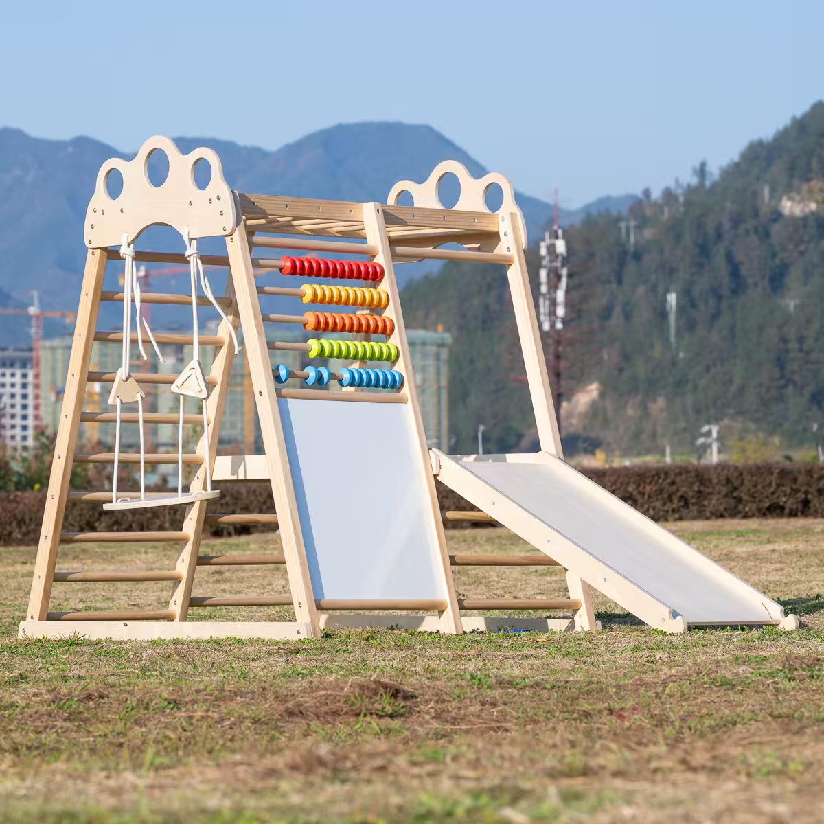 Rangka Panjat Kayu Solid Besar - Kids Outdoor Climbing Frame ulasan dan harga